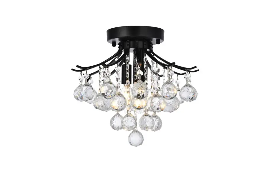 Toureg 3-Light Crystal Flush Mount in Black