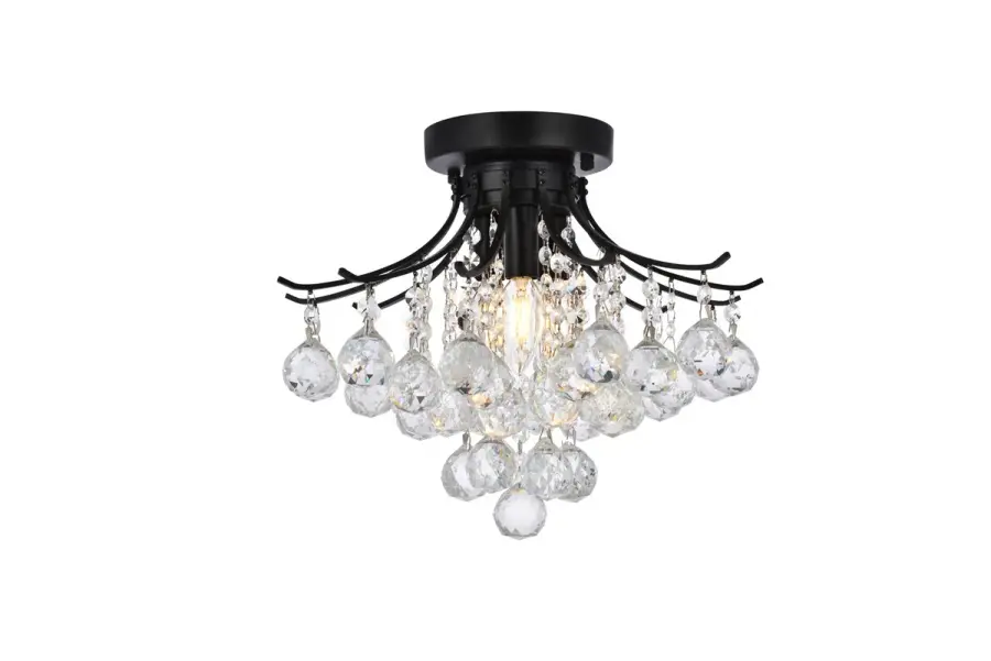 Toureg 3-Light Flush Mount in Black with Clear Crystal