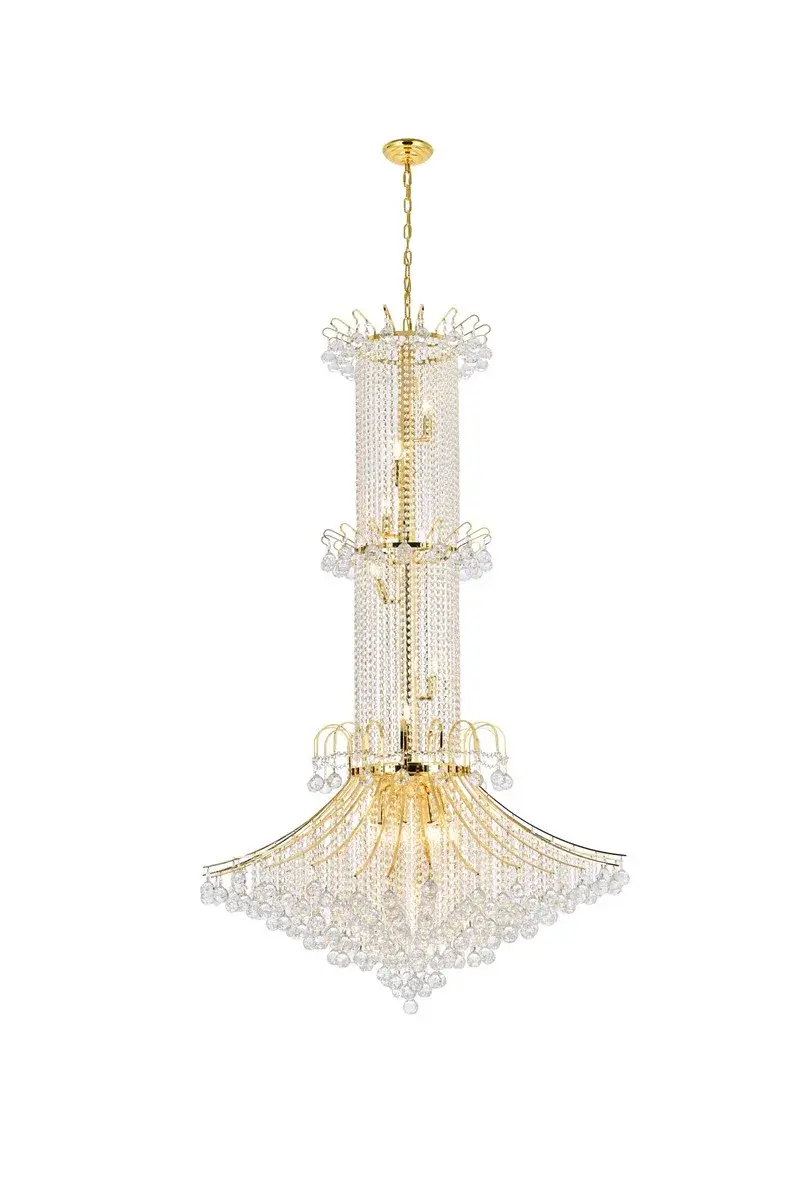 Toureg 20-Light Grand Chandelier in Gold with Royal Cut Crystal