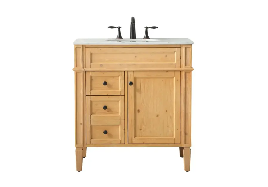 Park Avenue 32" Single Bathroom Vanity in Natural Wood