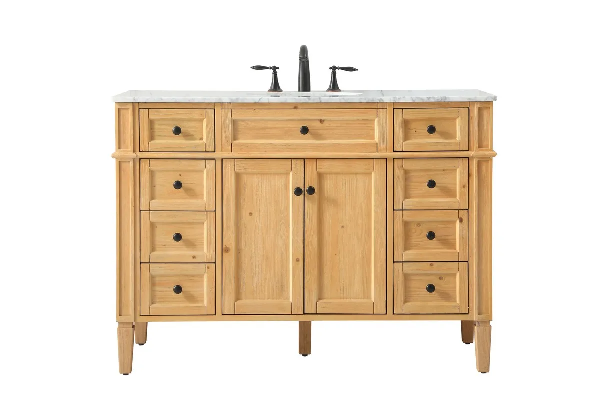 Park Avenue Single Bathroom Vanity in natural wood