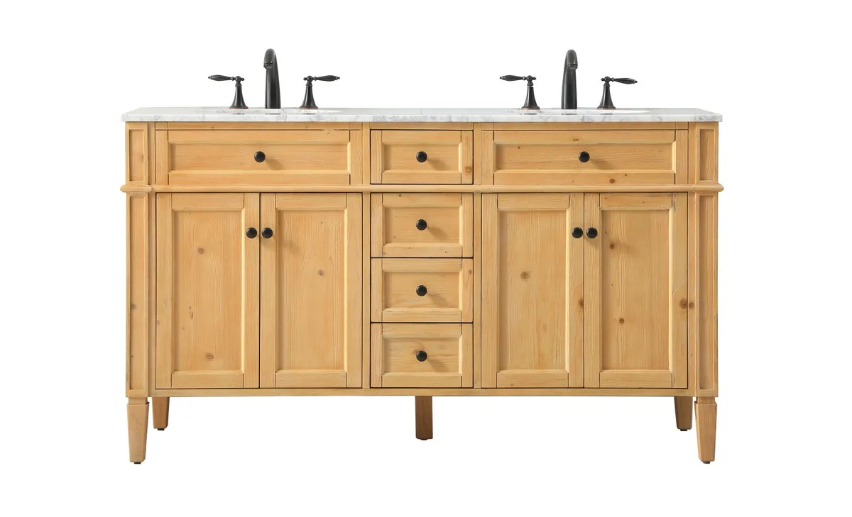 Park Avenue Double Bathroom Vanity in natural wood