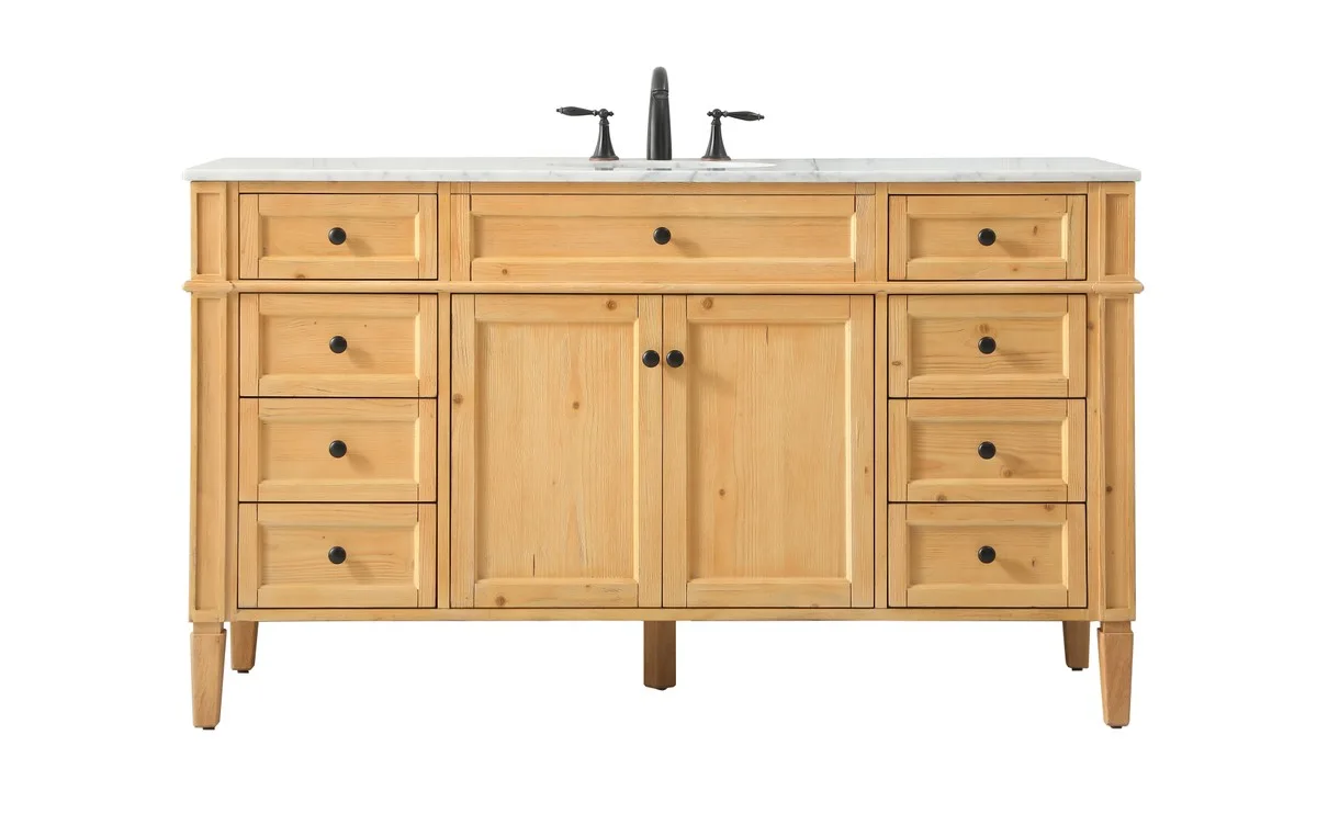 Park Avenue Single Bathroom Vanity in natural wood