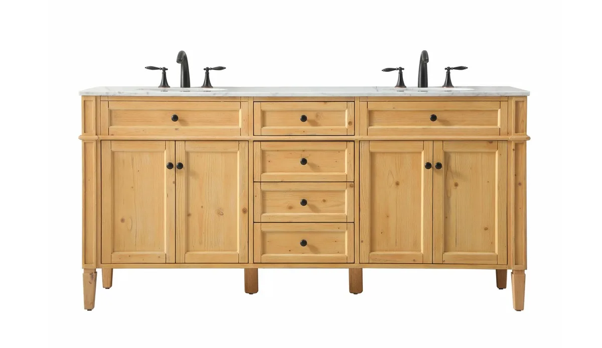 Park Avenue Double Bathroom Vanity in natural wood