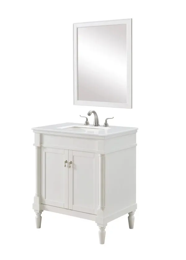 Dimensions
Length: 30"
Width: 21.5"
Height: 35"
Counter Top Length: 30"
Counter Top Width: 21.5"
Counter Top Height: 0.75"
Sink Width: 15.25"
Sink Depth: 11"
Sink Height: 7"
Sink Drain Hole Size: 1.75"
Faucet Hole Spacing: 8"3 Holes"
Specifications
Assembly Required: YES
Base Material: Solid wood and MDF
Counter Top Edge Style: straight
Counter Top Finish: Ivory white
Distressed Finish: Yes
Finish (Color): Antique White
Fixture Material: Solid Wood and MDF
Hardware Finish: Brushed nickel
Harware Material: Aluminum alloy
Number of Faucet Holes: 3
Number of Sinks: 1
Product Shape: Rectangle
Product Type: Bathroom Vanities
Product Warranty: 1 year limited
Sink Mounting Type: Undermount
Vanity Backsplash: NO
Vanity Mounting Type: Free-Standing
Weight: 92
Wire Included: No
Wood Type: birch
Shipment type: Oversized Ground
US Shipping Cost: $142.00
Shelves
Number of Shelves: 1
Shelf Width: 23
Cabinets
Number of Cabinets: 1
Cabinet Interior Width: 23
Cabinet Interior Depth: 15.875
Cabinet Interior Height: 19