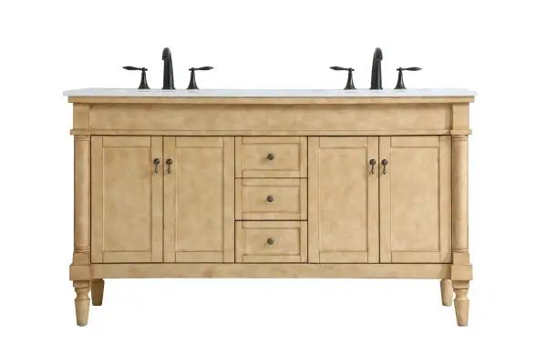 Lexington 60" Double Sink Bathroom Vanity in Antique Beige