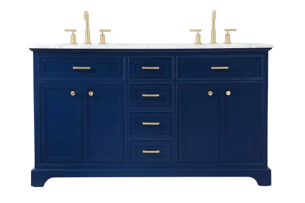 Americana 60" Double Sink Bathroom Vanity in Blue