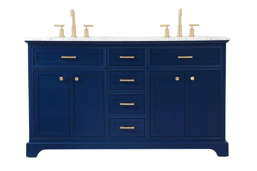Americana 60" Double Sink Bathroom Vanity in Blue