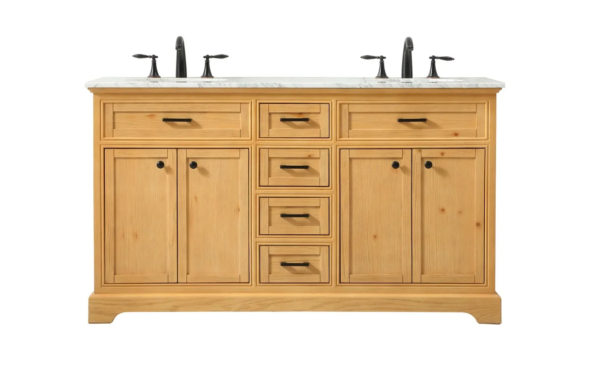 Americana Double Bathroom Vanity in natural wood