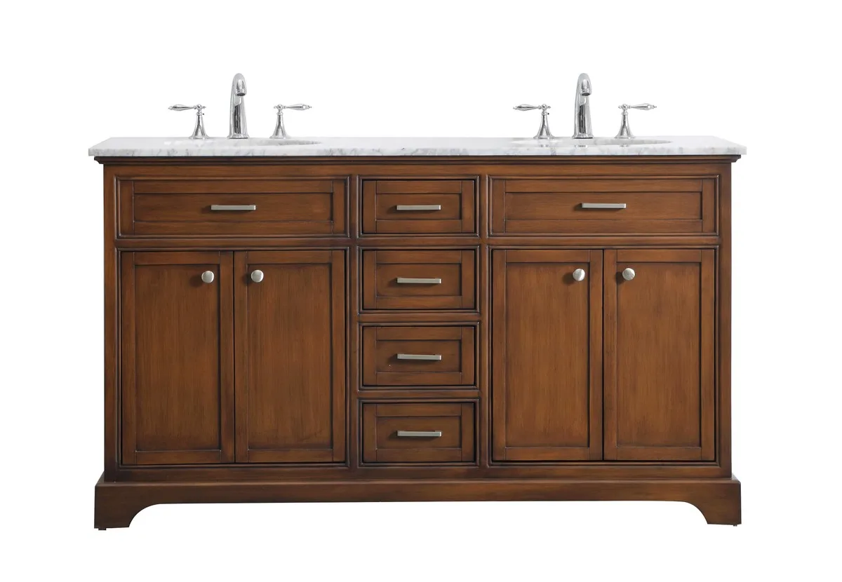 Americana Double Bathroom Vanity Set in Teak