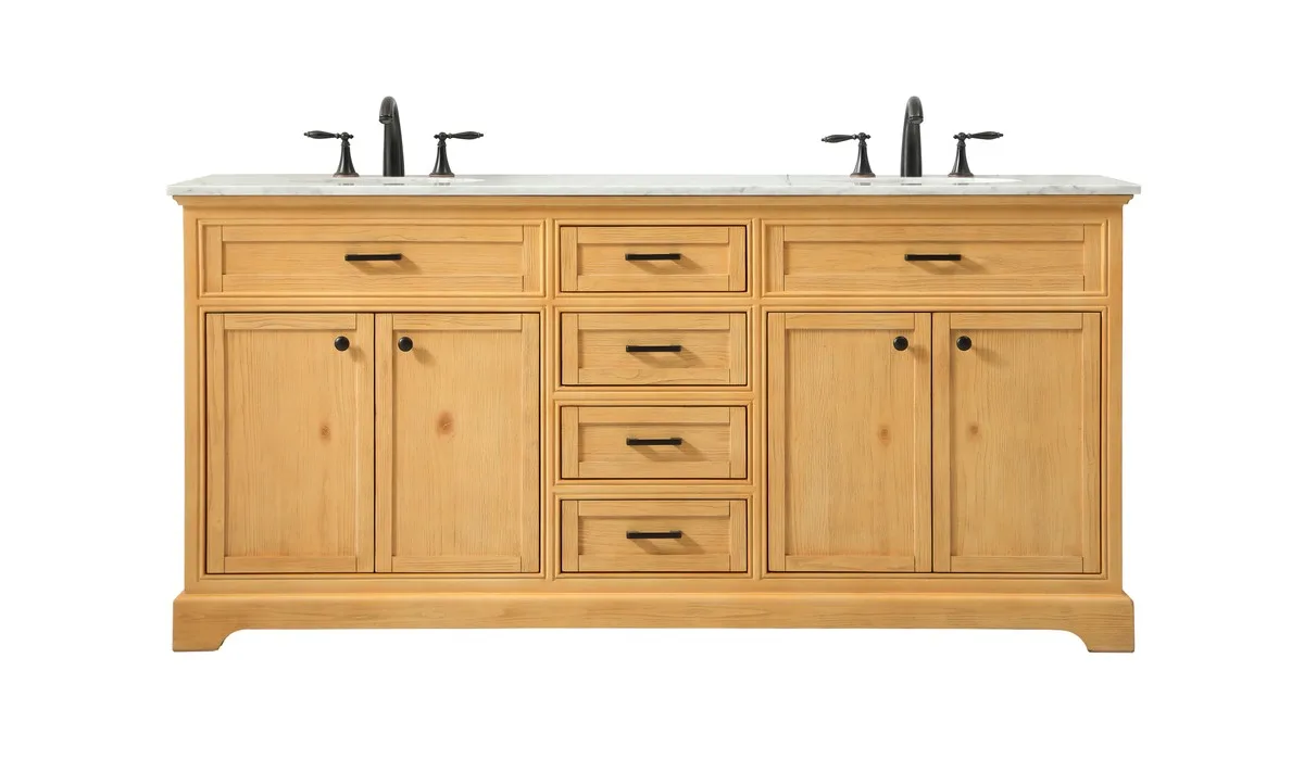 Americana Double Bathroom Vanity in natural wood