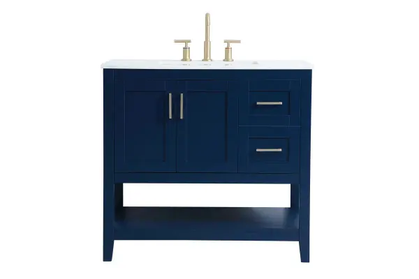 Aubrey 36" Single Bathroom Vanity in Blue