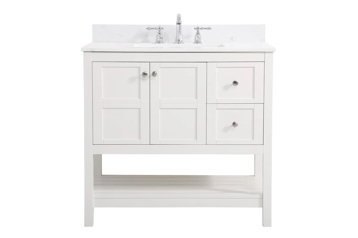 Theo 36" Bathroom Vanity Set in White