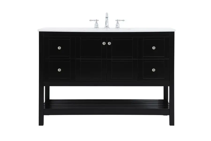 Theo 48" Single Bathroom Vanity in Black