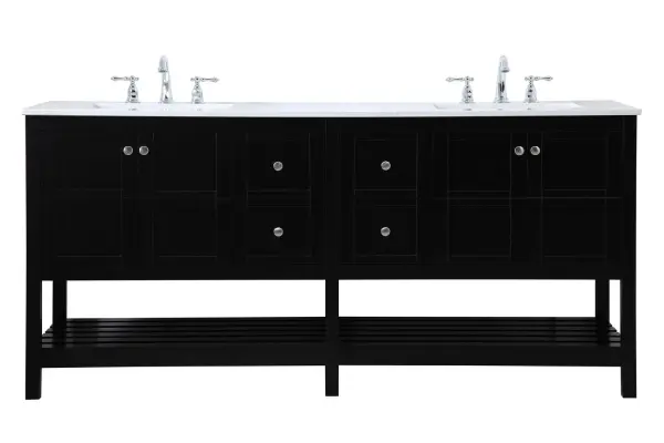 Theo 72" Double Bathroom Vanity in Black