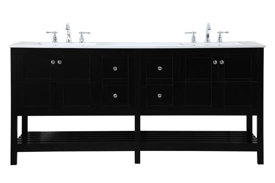 Theo 72" Double Bathroom Vanity in Black