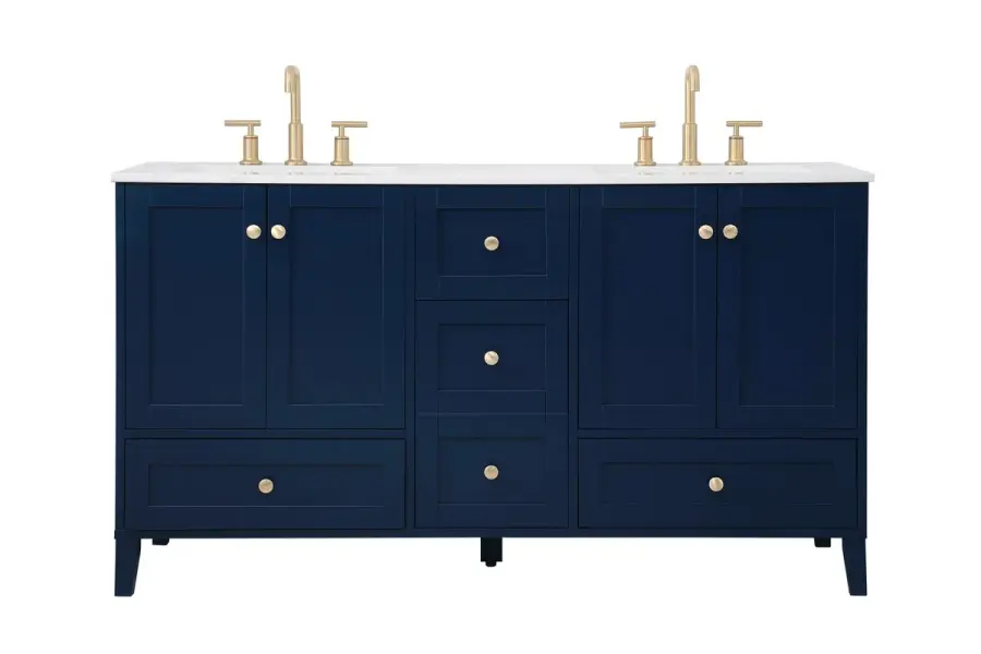 Sommerville 60" Double Sink Bathroom Vanity in Blue