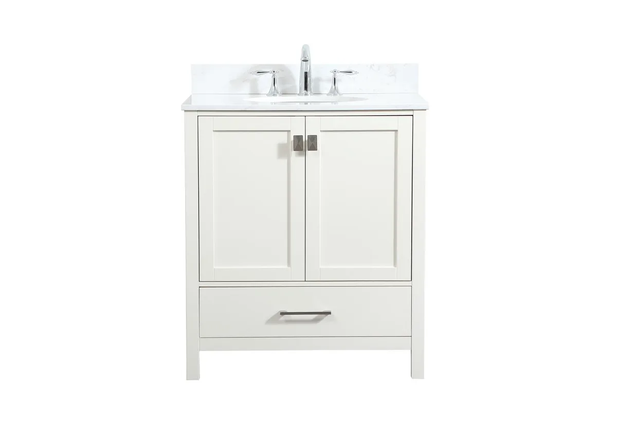 Irene 30" Single Vanity in White with Calacatta Marble Top