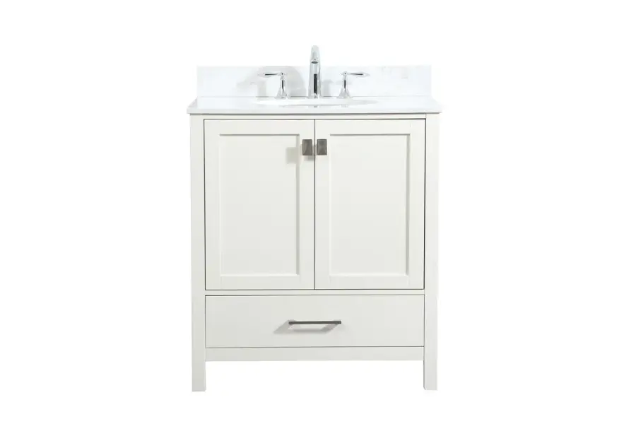 Irene 30" Single Vanity in White with Calacatta Marble Top