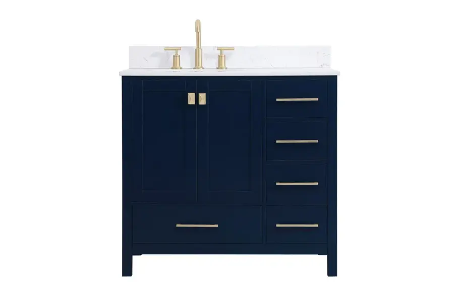 Irene 36" Bathroom Vanity in Blue with Calacatta Marble Top