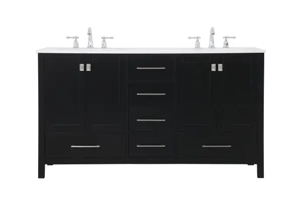 Irene 60" Double Bathroom Vanity in Black