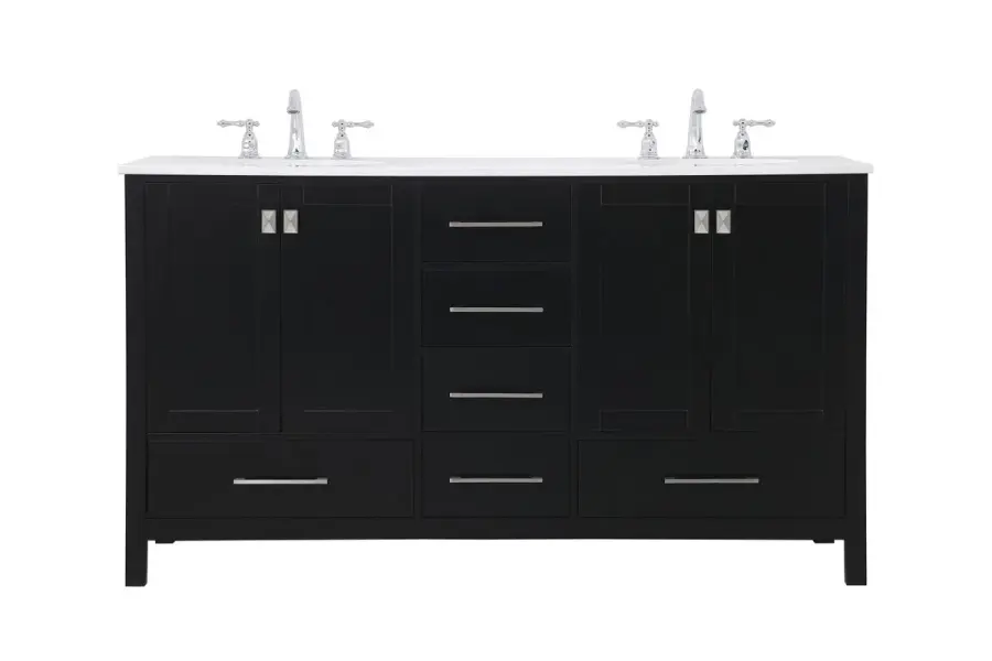 Irene 60" Double Bathroom Vanity in Black