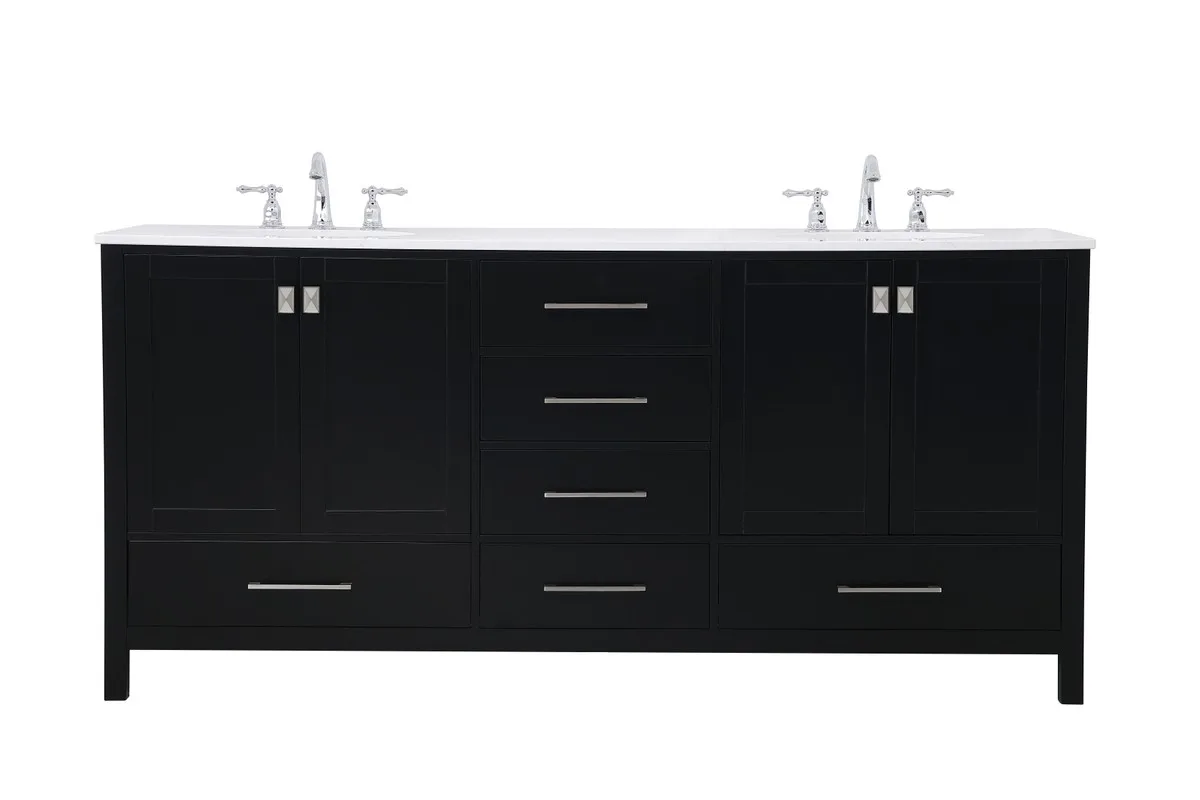 Irene Double Bathroom Vanity in Black