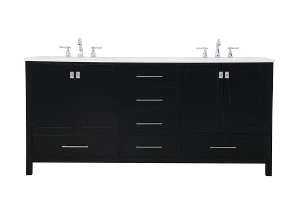Irene 72" Double Bathroom Vanity in Black