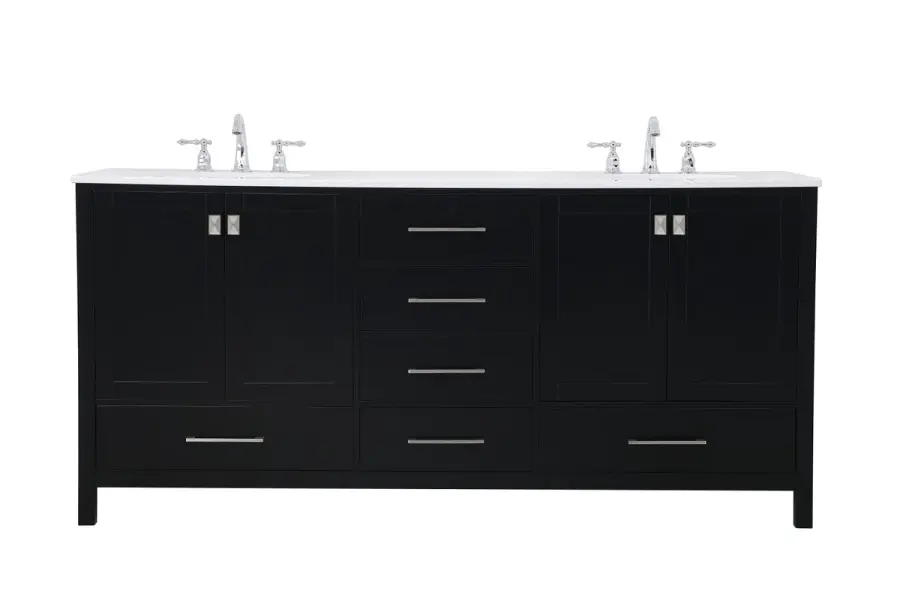Irene 72" Double Bathroom Vanity in Black