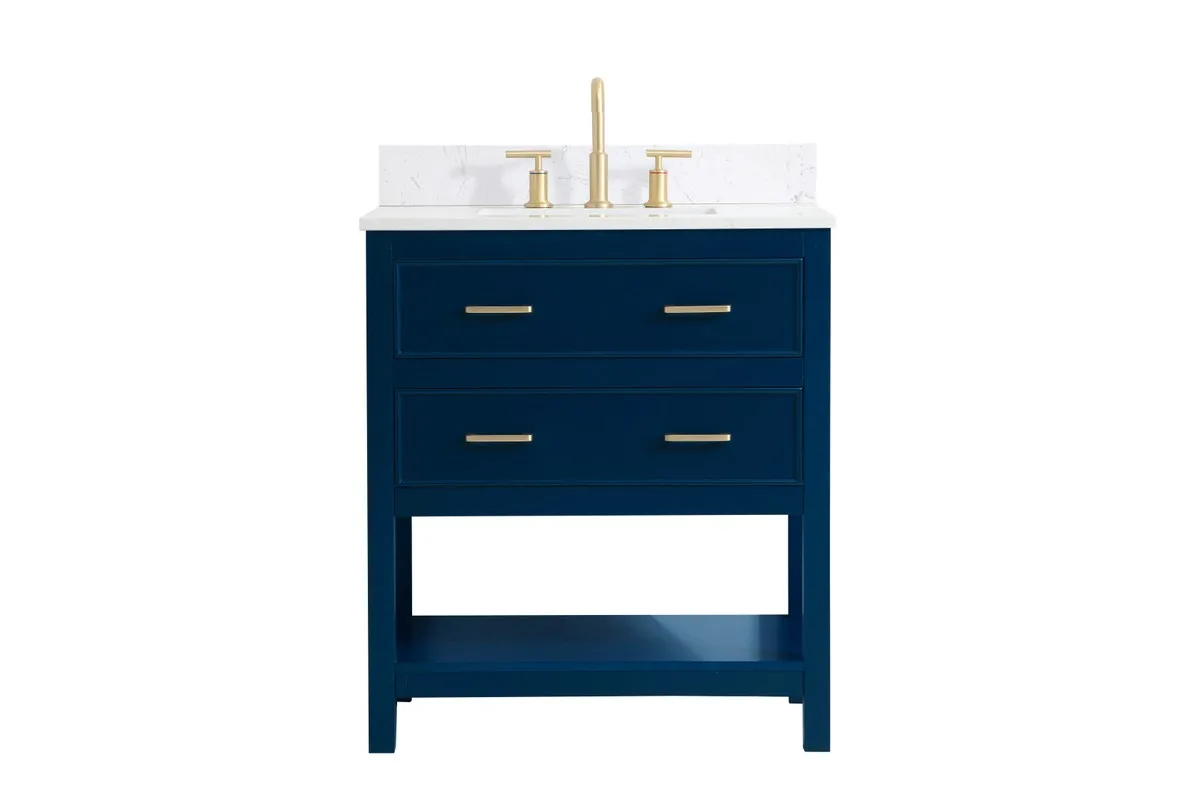 Sinclaire 30" Blue Bathroom Vanity with Calacatta Marble Top
