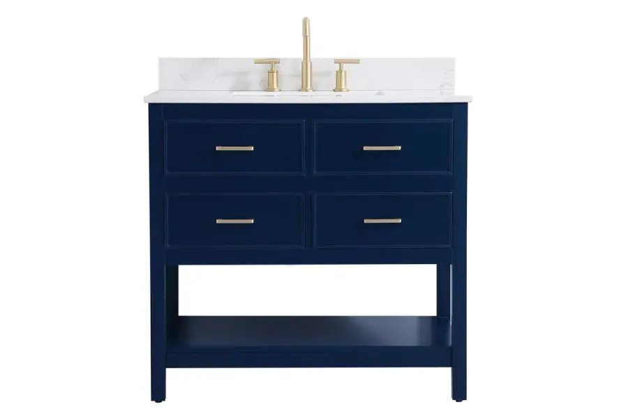 Sinclaire 36" Blue Bathroom Vanity with Marble Top
