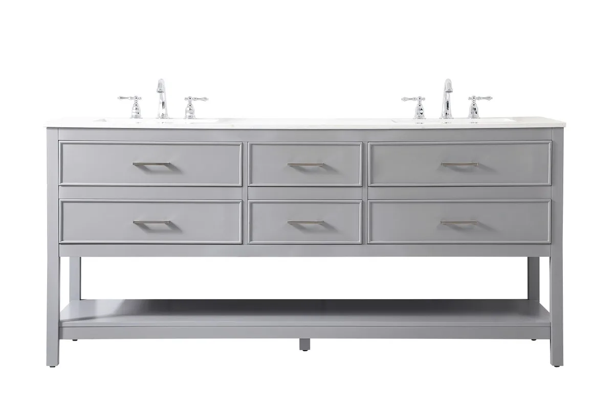 Sinclaire 72" Double Vanity in Gray