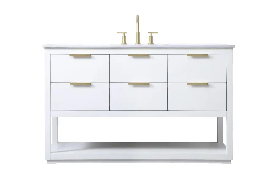 Larkin 54" Single Bathroom Vanity in White - Image 1