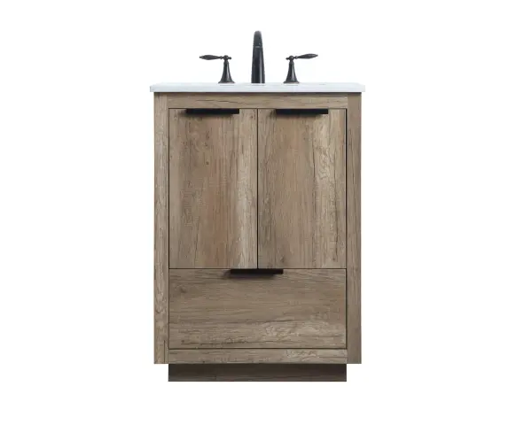 Dimensions
Length: 24"
Width: 19"
Height: 34"
Depth: 19"
Counter Top Length: 24"
Counter Top Width: 19"
Counter Top Height: 0.7"
Sink Width: 15.8"
Sink Depth: 10.9"
Sink Height: 7.875"
Sink Drain Hole Size: 1.77"
Faucet Hole Spacing: 8 inch"
Specifications
Assembly Required: NO
Base Material: MDF
Counter Top Edge Style: Straight
Counter Top Finish: Calacatta white
Distressed Finish: NO
Drain Assembly Included: NO
Faucet Included: NO
Finish (Color): Natural Oak
Vanity Material: Solid Wood and MDF
Hardware Finish: Black
Harware Material: Aluminium alloy
Number of Faucet Holes: 3
Number of Sinks: 1
Product Shape: Rectangle
Product Type: Bathroom Vanities
Product Warranty: 1 year limited
Sink Mounting Type: Undermount
Vanity Backsplash: NO
Vanity Mounting Type: Free-Standing
Weight: 93
Wire Included: No
Wood Type: Rubberwood
Shipment type: Oversized Ground
US Shipping Cost: $142.00
Drawers
Drawers Included: Yes
Number of Drawers: 1
False Drawers: NO
Drawer Width: 19.9
Drawer Depth: 14
Drawer Height: 9
Drawer Handle Designs: Finger pulls
Cabinets
Number of Cabinets: 1
Cabinet Interior Width: 19.8
Cabinet Interior Depth: 15.5
Cabinet Interior Height: 18.1