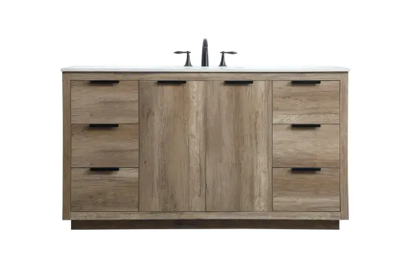Blake 60" Single Bathroom Vanity in Natural Oak - Image 1