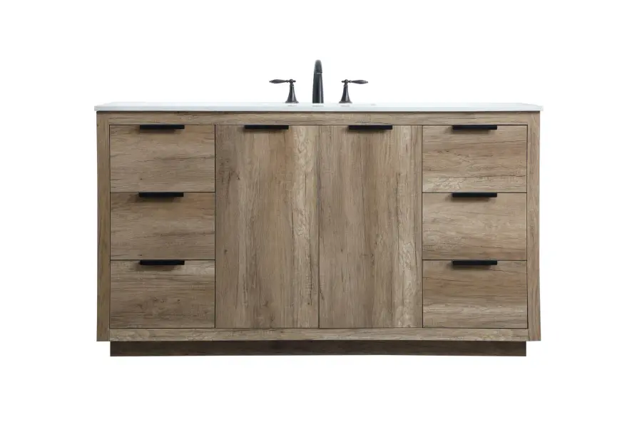 Blake 60" Single Bathroom Vanity in Natural Oak - Image 1