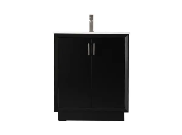 Dimensions
Length: 30"
Width: 22"
Height: 35"
Counter Top Length: 30"
Counter Top Width: 22"
Counter Top Height: 0.75"
Sink Width: 15.35"
Sink Depth: 10.83"
Sink Height: 7"
Sink Drain Hole Size: 1.75"
Faucet Hole Spacing: Single Hole"
Specifications
Assembly Required: NO
Base Material: solid wood
Counter Top Edge Style: straight
Counter Top Finish: calacatta white
Distressed Finish: no
Drain Assembly Included: No
Faucet Included: No
Finish (Color): Black
Vanity Material: Solid Wood and MDF
Hardware Finish: Brushed nickel
Harware Material: Aluminum alloy
Number of Faucet Holes: 1
Number of Sinks: 1
Product Shape: Rectangle
Product Type: Bathroom Vanities
Product Warranty: 1 year limited
Sink Mounting Type: Undermount
Vanity Backsplash: NO
Vanity Mounting Type: Free-Standing
Weight: 119
Wire Included: No
Wood Type: Rubberwood
Shipment type: LTL
US Shipping Cost: $150.00
Drawers
Drawers Included: no
Shelves
Number of Shelves: 1
Shelf Width: 26
Cabinets
Number of Cabinets: 1
Cabinet Interior Width: 26
Cabinet Interior Depth: 17.72
Cabinet Interior Height: 27.6