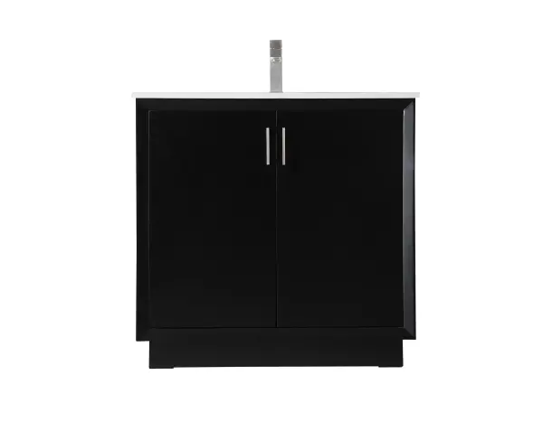 Dimensions
Length: 36"
Width: 22"
Height: 35"
Counter Top Length: 36"
Counter Top Width: 22"
Counter Top Height: 0.75"
Sink Width: 15.35"
Sink Depth: 10.83"
Sink Height: 7"
Sink Drain Hole Size: 1.75"
Faucet Hole Spacing: Single Hole"
Specifications
Assembly Required: NO
Base Material: solid wood
Counter Top Edge Style: straight
Counter Top Finish: calacatta white
Distressed Finish: no
Drain Assembly Included: No
Faucet Included: No
Finish (Color): Black
Vanity Material: Solid Wood and MDF
Hardware Finish: Brushed nickel
Harware Material: Aluminum alloy
Number of Faucet Holes: 1
Number of Sinks: 1
Product Shape: Rectangle
Product Type: Bathroom Vanities
Product Warranty: 1 year limited
Sink Mounting Type: Undermount
Vanity Backsplash: NO
Vanity Mounting Type: Free-Standing
Weight: 136
Wire Included: No
Wood Type: Rubberwood
Shipment type: LTL
US Shipping Cost: $175.00
Drawers
Drawers Included: no
Shelves
Number of Shelves: 1
Shelf Width: 32
17.72
Cabinets
Number of Cabinets: 1
Cabinet Interior Width: 32
Cabinet Interior Depth: 17.72
Cabinet Interior Height: 27.6
