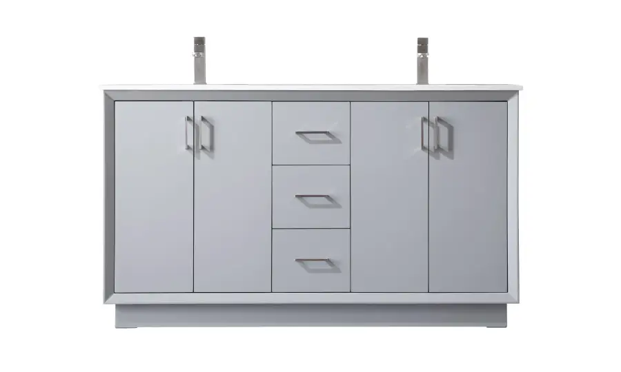 Hayes 60" Double Bathroom Vanity in Grey - Image 1