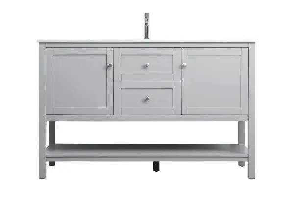 Heath 54" Single Bathroom Vanity in Grey - Image 1
