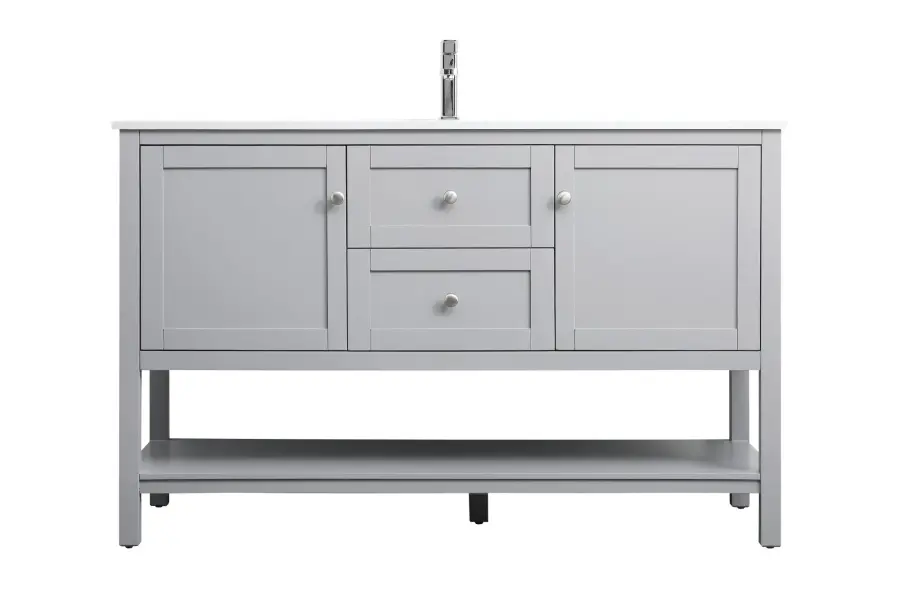 Heath 54" Single Bathroom Vanity in Grey - Image 1