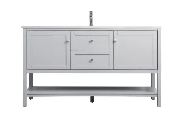 Heath 60" Single Bathroom Vanity in Grey - Image 1
