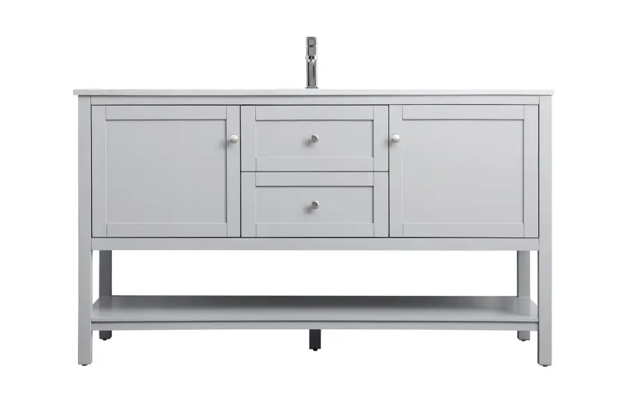 Heath 60" Single Bathroom Vanity in Grey - Image 1