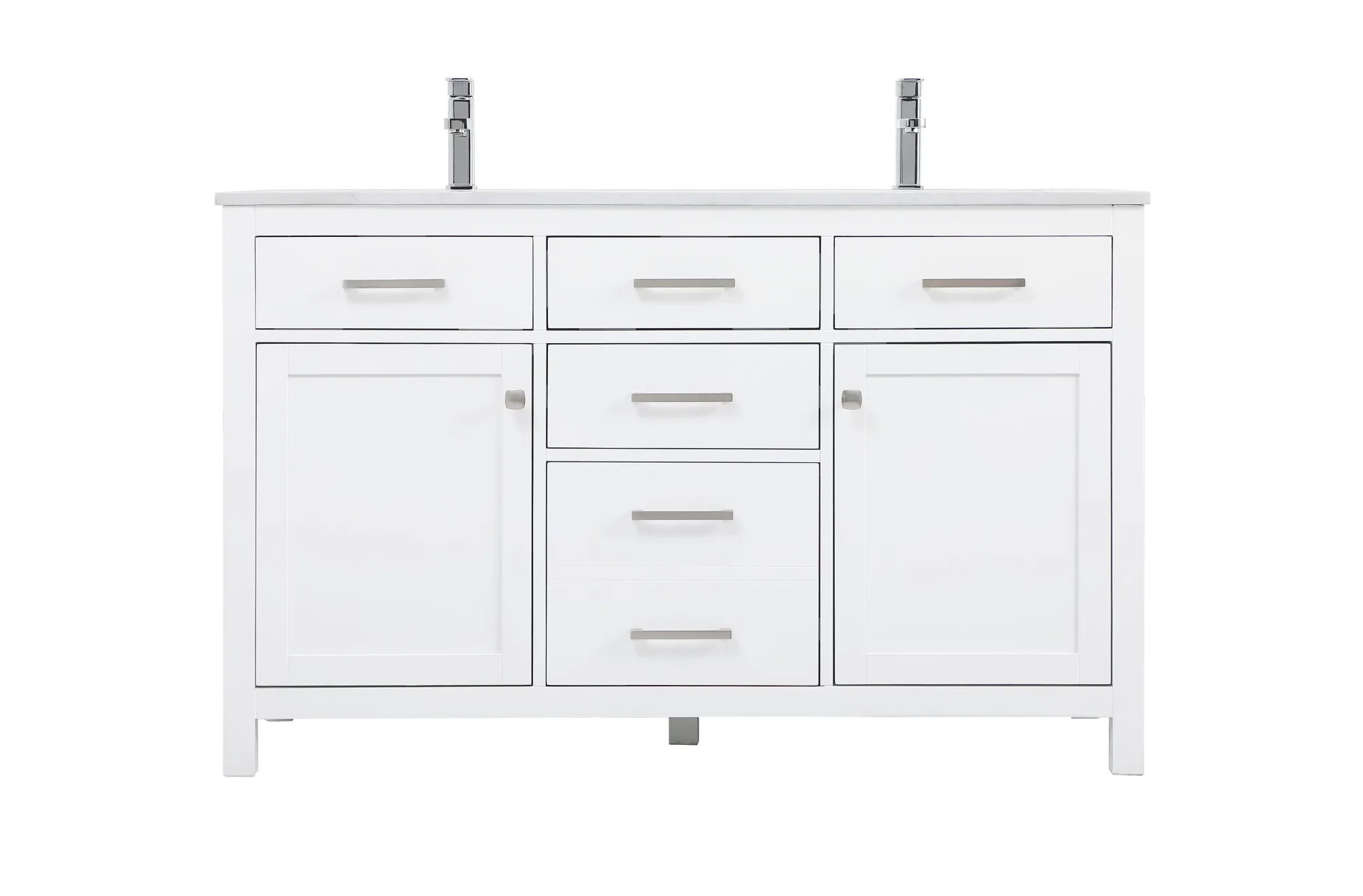 Lewis 54" Double Bathroom Vanity in White