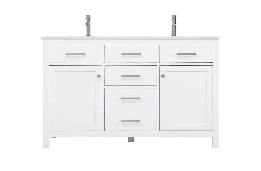 Lewis 54" Double Bathroom Vanity in White - Image 1
