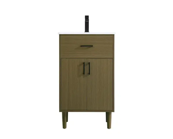 Dimensions
Length: 20"
Width: 19"
Height: 34"
Counter Top Length: 20"
Counter Top Width: 19"
Counter Top Height: 0.71"
Sink Width: 11.22"
Sink Depth: 9.65"
Sink Height: 5.5"
Sink Drain Hole Size: 1.77"
Faucet Hole Spacing: 1 Hole"
Specifications
Assembly Required: Yes, legs only
Counter Top Edge Style: Straight
Counter Top Finish: Marble white
Distressed Finish: No
Drain Assembly Included: NO
Faucet Included: NO
Faucet Type: Widespread
Finish (Color): Chestnut Brown
Vanity Material: Mdf And Solid Wood
Hardware Finish: Matte Black
Harware Material: Aluminum alloy
Number of Faucet Holes: 1
Number of Sinks: 1
Product Shape: Rectangle
Product Type: Bathroom Vanities
Product Warranty: 1 year limited
Sink Mounting Type: Undermount
Vanity Backsplash: NO
Vanity Mounting Type: Free-Standing
75
Wire Included: No
Wood Type: Rubberwood
Shipment type: Oversized Ground
US Shipping Cost: $142.00
Drawers
Drawers Included: NO
False Drawers: YES
Cabinets
Number of Cabinets: 1
Cabinet Interior Width: 18.11
Cabinet Interior Depth: 17.28
Cabinet Interior Height: 26.65