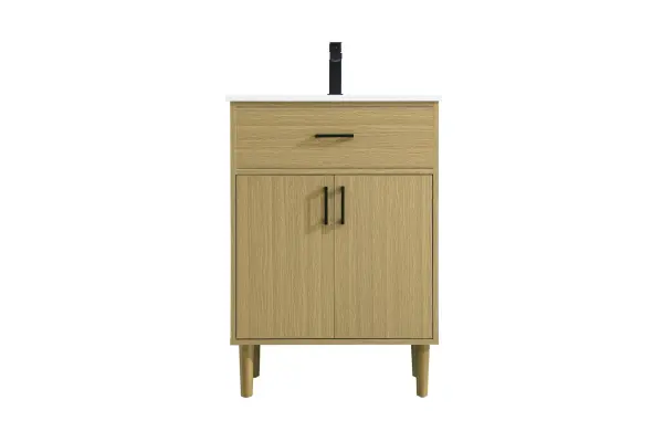 Dimensions
Length: 24"
Width: 19"
Height: 34"
Counter Top Length: 24"
Counter Top Width: 19"
Counter Top Height: 0.71"
Sink Width: 15.35"
Sink Depth: 10.24"
Sink Height: 8.25"
Sink Drain Hole Size: 1.77"
Faucet Hole Spacing: 1 Hole"
Specifications
Assembly Required: Yes, legs only
Counter Top Edge Style: Straight
Counter Top Finish: Marble white
Distressed Finish: No
Drain Assembly Included: NO
Faucet Included: NO
Faucet Type: Widespread
Finish (Color): Honey Brown
Vanity Material: Mdf And Solid Wood
Hardware Finish: Matte Black
Harware Material: Aluminum alloy
Number of Faucet Holes: 1
Number of Sinks: 1
Product Shape: Rectangle
Product Type: Bathroom Vanities
Product Warranty: 1 year limited
Sink Mounting Type: Undermount
Vanity Backsplash: NO
Vanity Mounting Type: Free-Standing
85
Wire Included: No
Wood Type: Rubberwood
Shipment type: Oversized Ground
US Shipping Cost: $142.00
Drawers
Drawers Included: NO
False Drawers: YES
Cabinets
Number of Cabinets: 1
Cabinet Interior Width: 22.05
Cabinet Interior Depth: 17.28
Cabinet Interior Height: 26.65