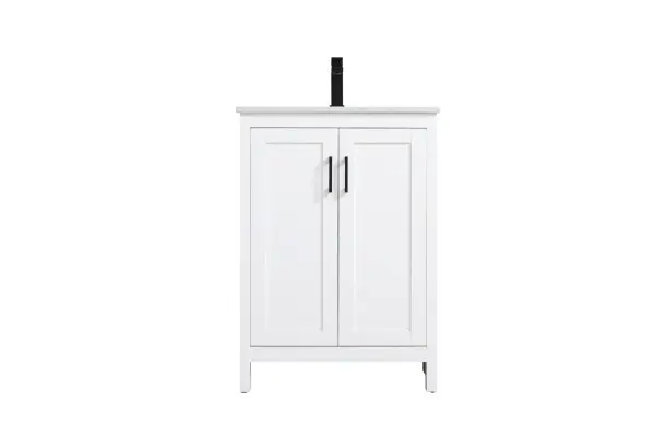 Dimensions
Length: 24"
Width: 19"
Height: 34"
Counter Top Length: 24"
Counter Top Width: 19"
Counter Top Height: 0.71"
Sink Width: 15.35"
Sink Depth: 10.24"
Sink Height: 8.25"
Sink Drain Hole Size: 1.77"
Faucet Hole Spacing: 1 Hole"
Specifications
Assembly Required: No
Counter Top Edge Style: Straight
Counter Top Finish: Marble white
Distressed Finish: No
Drain Assembly Included: NO
Faucet Included: NO
Faucet Type: Widespread
Finish (Color): White
Vanity Material: MDF
Hardware Finish: Matte Black
Harware Material: Aluminum alloy
Number of Faucet Holes: 1
Number of Sinks: 1
Product Shape: Rectangle
Product Type: Bathroom Vanities
Product Warranty: 1 year limited
Sink Mounting Type: Undermount
Vanity Backsplash: NO
Vanity Mounting Type: Free-Standing
Weight: 79
Wire Included: No
Wood Type: Rubberwood
Shipment type: Oversized Ground
US Shipping Cost: $142.00
Drawers
Drawers Included: NO
False Drawers: NO
Shelves
Number of Shelves: 1
Shelf Width: 22.05
Cabinets
Number of Cabinets: 1
Cabinet Interior Width: 22.05
Cabinet Interior Depth: 17.83
Cabinet Interior Height: 27.83