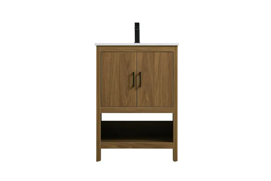 Ira 24" Bathroom Vanity in Walnut Brown - Image 1