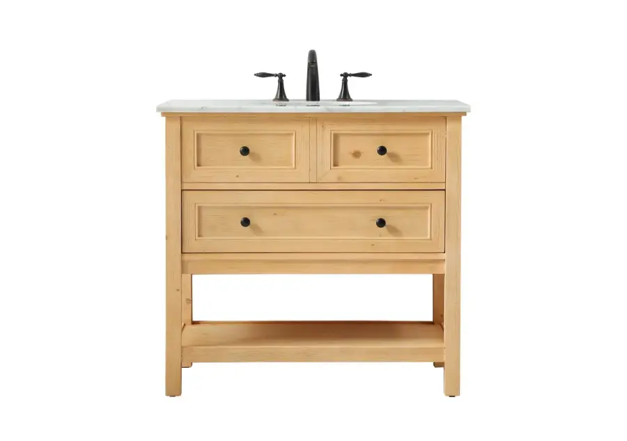 Metropolis 36" Single Bathroom Vanity in Natural Wood